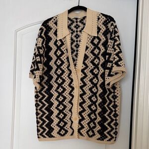 Sandro black and Tan Patterned Cardigan